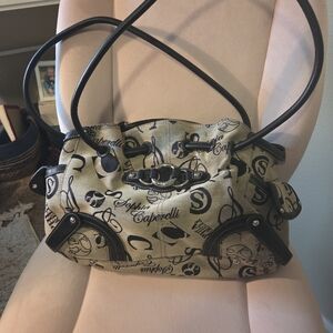 Sophia Caperelli Signature Print Satchel in Beige and Black
